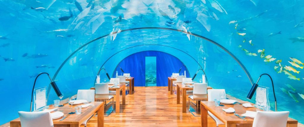 Restaurante Ithaa Undersea Restaurant totalmente submerso